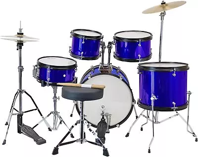 Junior 5-Piece Drum Set Premium Metallic Blue Finish Perfect For Young Drummers • $287.49