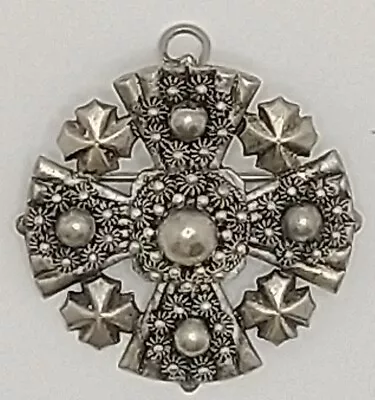 $74.99 • Buy Lebanon Sterling Silver Maltese Crusader Cross Pendant / Brooch 10g & Carved Box