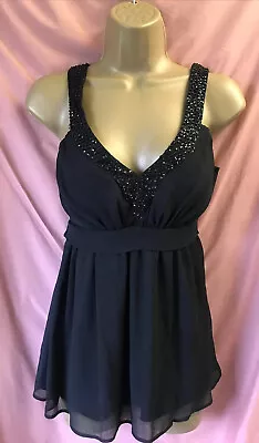 £16.95 • Buy Womens BNWT Y2K 2000’s BAY Size 8 Strappy Black Chiffon Sheer Sequin Party Top !