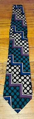 Vintage Martin Wong Silk Mens Neck Tie Necktie Polka Dots Zig Zag Stripes • $7.99