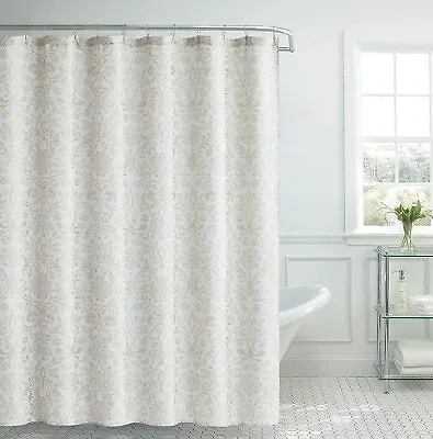 Laura Ashley Jacquard Shower Curtain Tan 100% Polyester-70x70in • $46.04