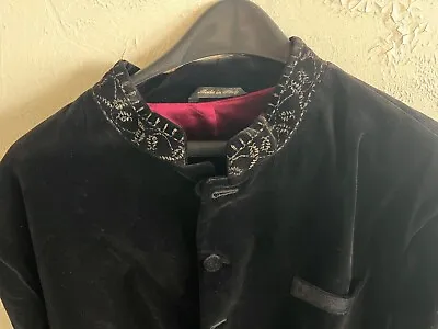 Favourbrook Black Velvet Smoking Jacket (Tuxedo) Embroidered Collar 46 New • $300