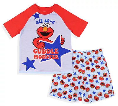 Sesame Street Toddler Boys' Elmo All Star Cuddle Monster Pajama Set Short • $27.95