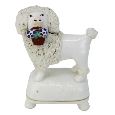£101.15 • Buy Antique Staffordshire Poodle Confetti With Basket On Stand 19th Century
