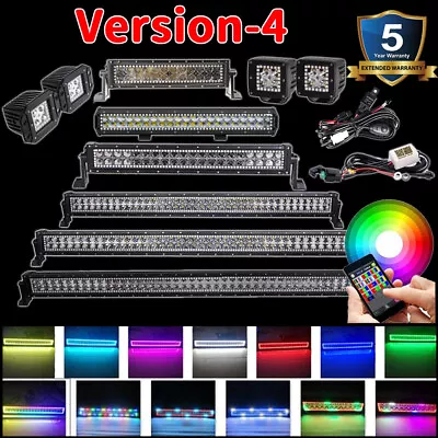 Off Road Led Work Light Bar With RGB Halo Chasing Music Flash Bluetooth Control • $273.44