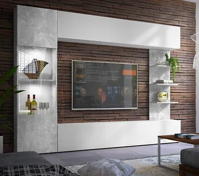 £365 • Buy Living Room Furniture Set LAZANDO White Modern TV Entertainment Unit New
