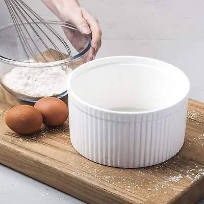 Large Souffle Ramekin Serving Dish Premium Quality Porcelain White 3 Sizes • £14.95