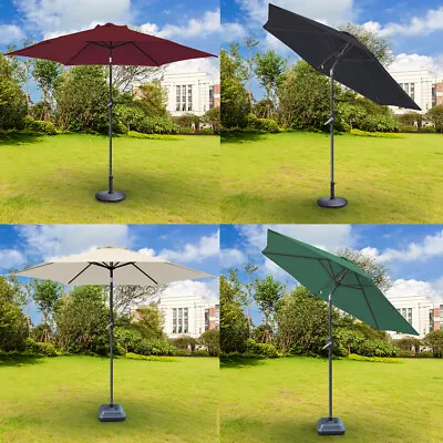 2.5m Round Garden Parasol Patio Umbrella Crank Tilt With Parasol Base Weight • £54.99