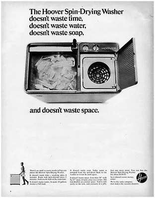 1967 Hoover Spin Drying Washer Vintage Print Ad Twin Tub Housewife Time Saver  • $8.99