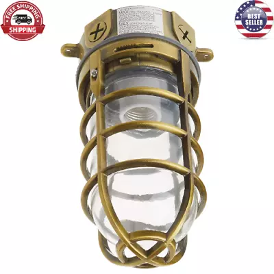 Vapor Tight Light Fixture Explosion Proof Style Ceiling Mount Cage Brass 150W • $39.89