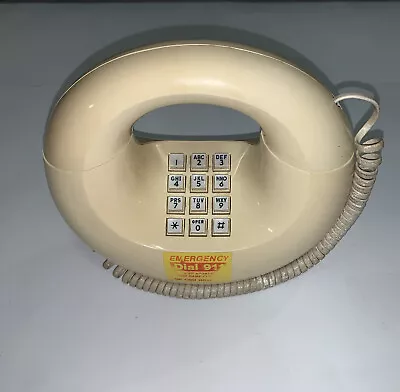 Vintage 1970s Donut Circle Phone Western Electric Cream Push Button  Sculptura  • $62