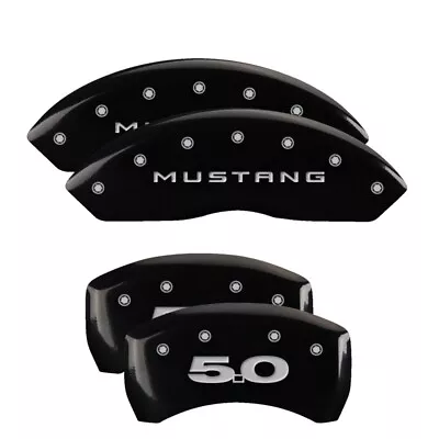 MGP Caliper Covers Black Silver Mustang / 5.0 (2011) For 2010-2014 Ford Mustang • $299