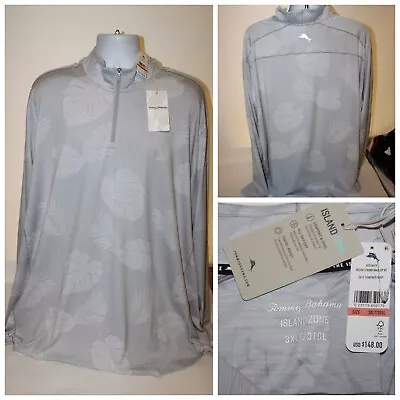 $148 Tommy Bahama Island Zone Hawaiian Delray Frond Half Zip Pullover Shirt 3XLT • $59.95