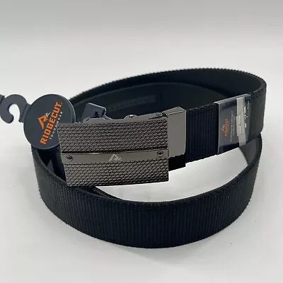 Ridgecut Men's Nylon Web Ratchet Belt Black Sz L/38-40 Gunmetal Finish 2776-001 • $16.95