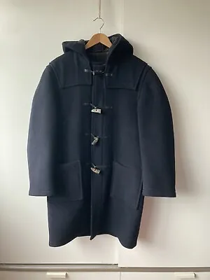 Original Montgomery Duffle Coat Navy Men’s Large Wool Tartan Horn Toggle England • £100