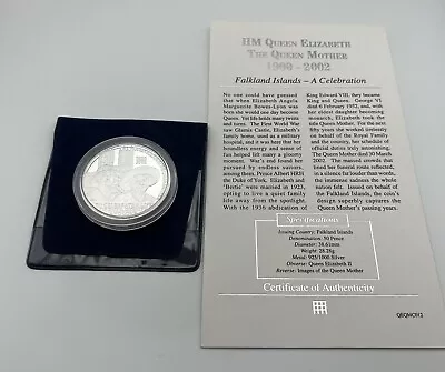 2002 Falkland Islands Queen Mother Silver Proof 50p Pence - Coa • £19.99