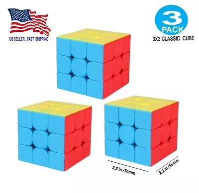 3 PACK Qiyi Speed Cube Smooth Magic Puzzle Twist Gift Toy 3x3x3 Stickerless Cube • $11.99