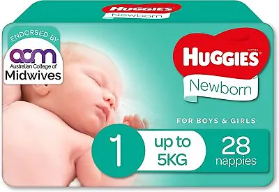 $20.59 • Buy Huggies Newborn Baby Nappies Diapers Soft Breathable Size 1 (up To 5kg) 28 Pack