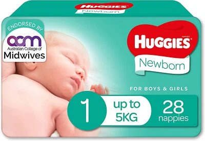 $20.59 • Buy Huggies Newborn Baby Nappies Diapers Soft Breathable Size 1 (up To 5kg) 28 Pack