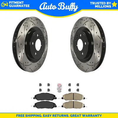 Front Drilled Slot Disc Brake Rotor & Integrally Molded Pad Kit For Ford Mustang • $158.95