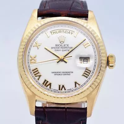 Rolex 1803 Oyster Perpetual DAY-DATE White Roman Dial 18K Gold Watch • $8500