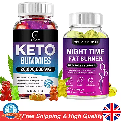 Keto Gummies Advanced Ketone Weight Loss Nachtzeit Fat Burner Supplement  UK • £11.92