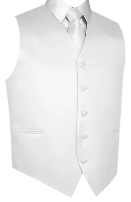 Men's Solid Satin Tuxedo Vest Tie And Hankie. Formal Dress Wedding Prom • $21.95