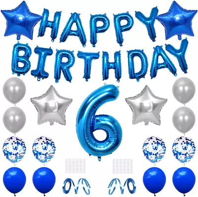 Xihuimay 6th Birthday Decoration Happy Birthday Banner Balloon 6 Year Old Party • £12.46