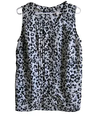 Merona Tank Blouse XXL 2X Black White Leopard Animal Print Work Punk Gothic Plus • $10