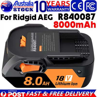 8.0Ah 18V Li-Ion Battery For RIDGID AEG R840087 R840086 L1815R Cordless Tools AU • $50.99
