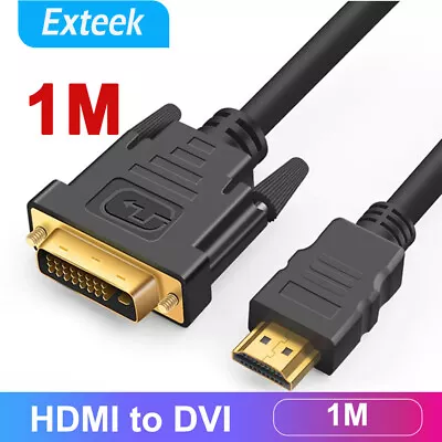 1M HDMI To DVI Cable Male DVI-D For LCD Monitor Computer PC Projector Cord Lead • $4.94