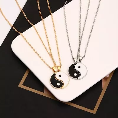 Retro Ying Yang Necklace Pendant Chain Couple Friend Friendship BFF Women Men • $2.79