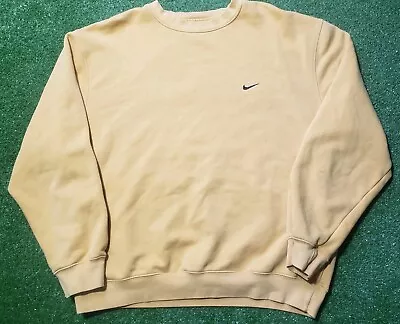 Vintage Nike Sweatshirt Large Crewneck Embroidered Swoosh Travis Scott Yellow • $27.99