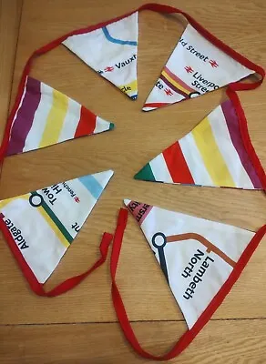 Handmade Upcycled Fabric Bunting London Tube Map Gift Idea Approx 1.9m Long • £6