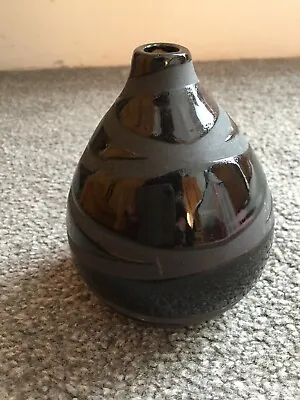 £1.50 • Buy Small Black Vase With Swirl Pattern, Great Condition