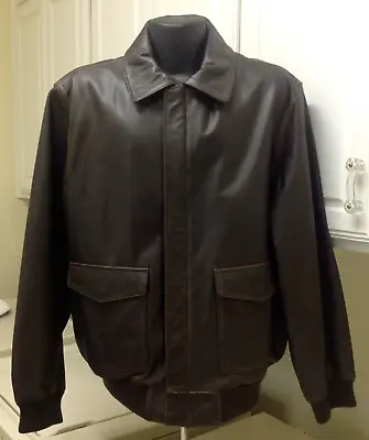  R & R Casuals Distressed Brown Leather Coat Jacket  Men Size Large • $35.99