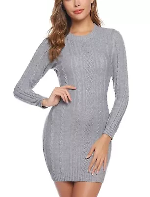 Women Sweater Dress Casual Long Sleeve Knitted Round Neck • £10