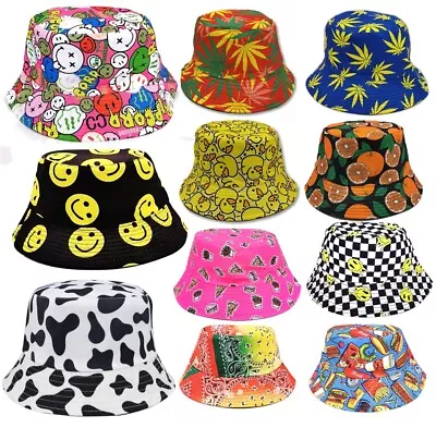 Bucket Hat Festival Summer Design Fishing Bucket Hat Cap Beanie Bright Cotton • £5.99