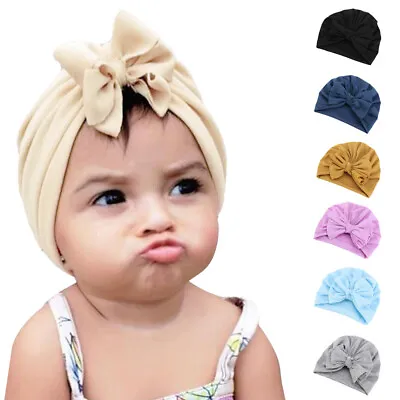 Muslim Kids Baby Boy Girls Turban Beanie Hat Bow Cap Peated Hair Loss Headwear • £2.99