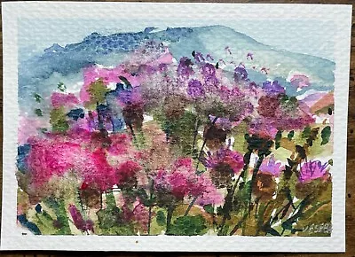 ACEO Original Watercolor Landscape Nature Mountains Flowers - (2.5x3.5 In) - NEW • $5.99