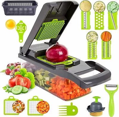 Vegetable Chopper 16-in-1 Kitchen Mandoline Vegetable Cutter Slicer Food Chopper • £9.69