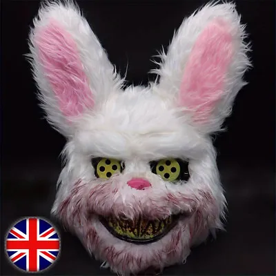 Scary Rabbit Mask Halloween Bloody Bunny Cosplay Fancy Dress Costume • £11.95