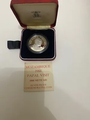 MOZAMBIQUE: Commemorative Coin   Pope John Paul Visit  1988 Silver Coin Genuine • $99.99