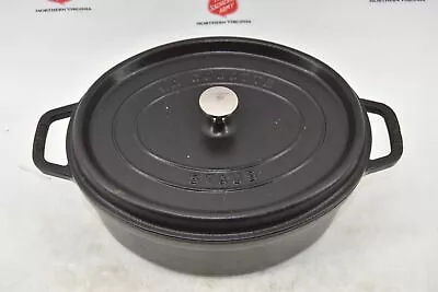 Staub La Cocotte Black Cast Iron Oval Dutch Oven # 31 5qt (8075K) • $104.50