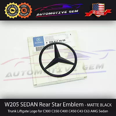 W204 Mercedes MATTE BLACK Star Emblem Rear Trunk Lid Logo Badge AMG C300 C63 • $25.75