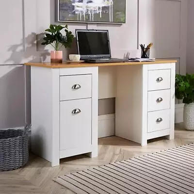 Computer Desk Study Table Home Office Workstation Pedestal White Furniture Unit • £109.99