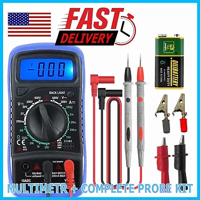 LCD Digital MULTIMETER Voltmeter Ammeter Ohmmeter Volt AC DC Tester Leads Meter • $11.95