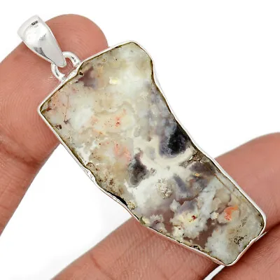Natural Violet Flame Opal Slice - Mexico 925 Silver Pendant Jewelry CP34063 • $15.99