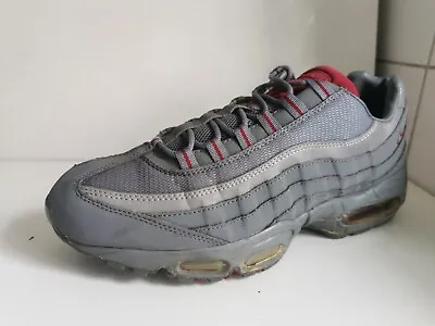 Nike Air Max 95 Uk 9 Eu 44 Mens Grey Red Leather Reflective Trainers 329393 063 • £34.99