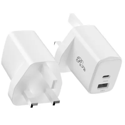 Fast Charger 3 Pin Mains Wall Plug Adapter USB C For IPhone Samsung IPad Tablets • £10.95